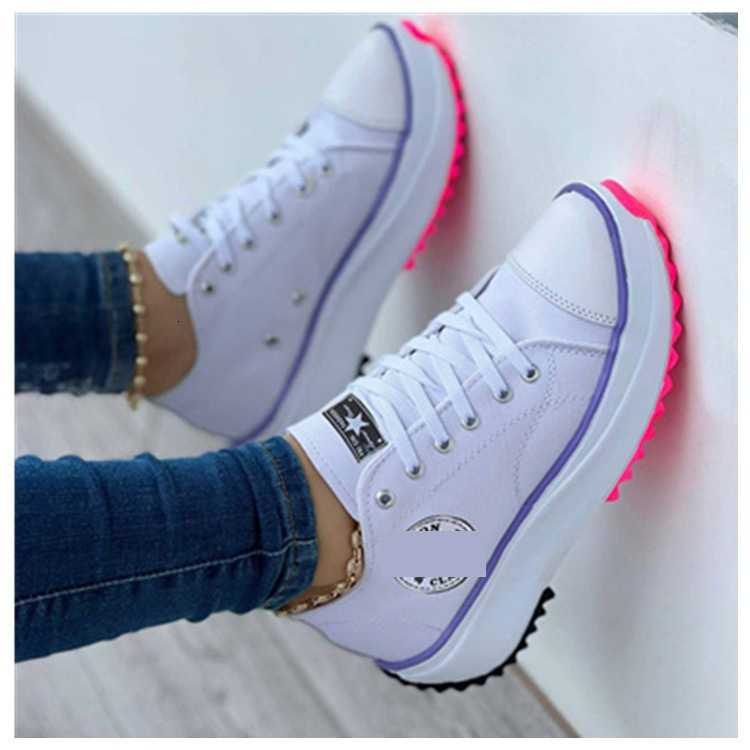 2025 new canvas breathable high top casual women's thick soled lace up designer fashionable high heels