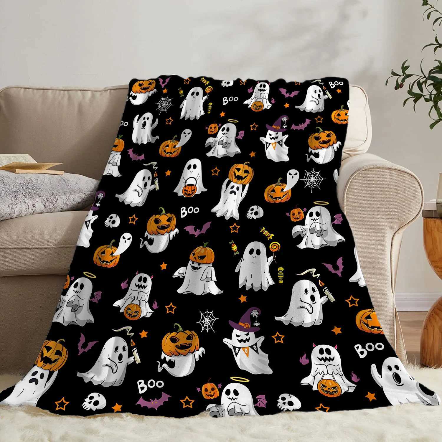 Halloween Creative Throw Blanket Flannel Print Blanket Super Soft Cozy Sofa Nap Blanket Home Blanket Perfect Home Gift for HerW251107