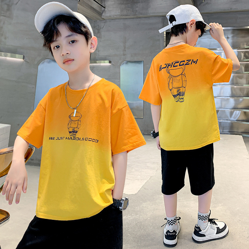 GS- Ddmyshoesvip Cotton Clothing Boys Short Sleeved T Shirt Korean Version Loose And Comfortable New Style Summer Fashion Big Children S Fashion