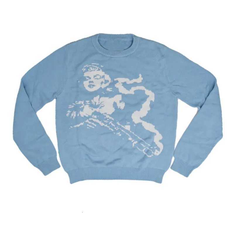 Fashion Winter Streetwear 2022 Gothic Fairy Grunge Kawaii Pattern Printed Cotton Knit Women Pullover Korean Y2K Vintage 2000S Sweater Y251110