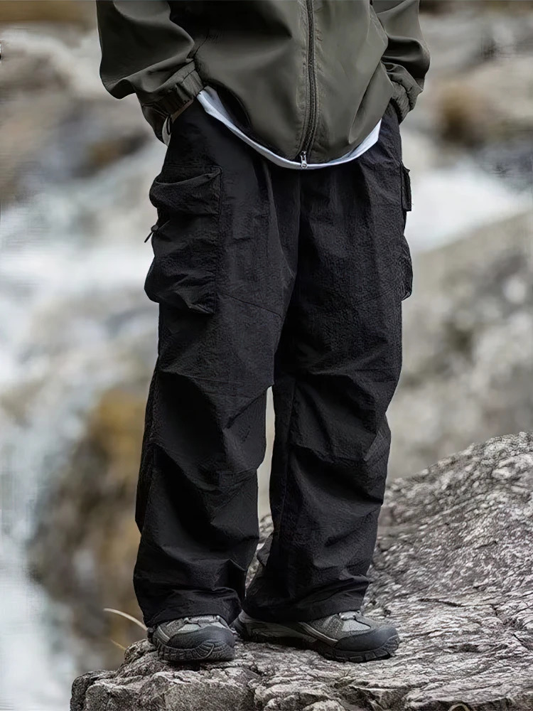 Vintage Baggy Hiking Cargo Pants Men Waterproof Casual Sport Jogging Sping Summer Parachute Outdoor Wide leg Trousers 251110