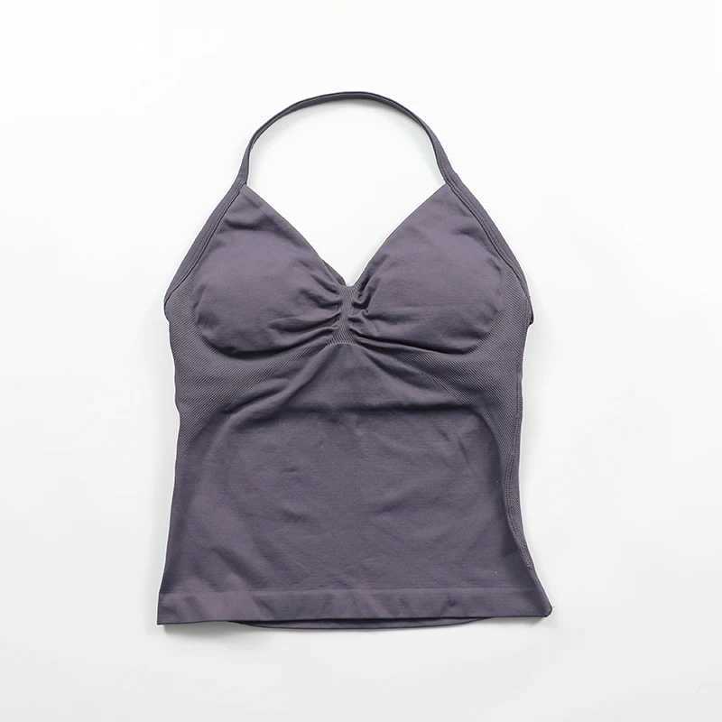 Impact long strap womens seamless yoga vest top Scrunch backless sportswear sleeveless sportswearXJ250410