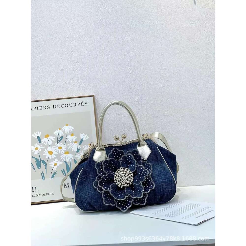 New fashion women's large capacity handbag high-quality wer denim dia-studded cross-body bag for women