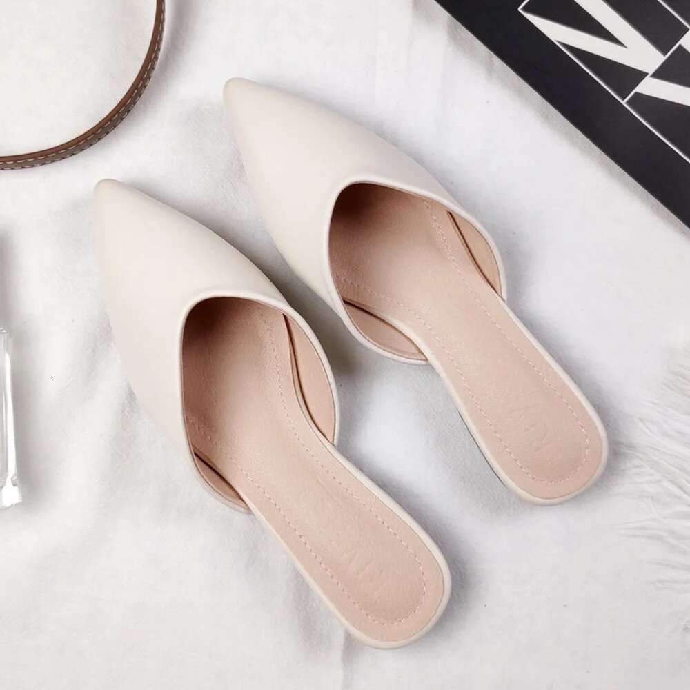 Designer Women Mules Pointed Toe Summer Ladies Fashion Slippers New Comfort Solid Slides Female Outside Beach Shoes Big Size