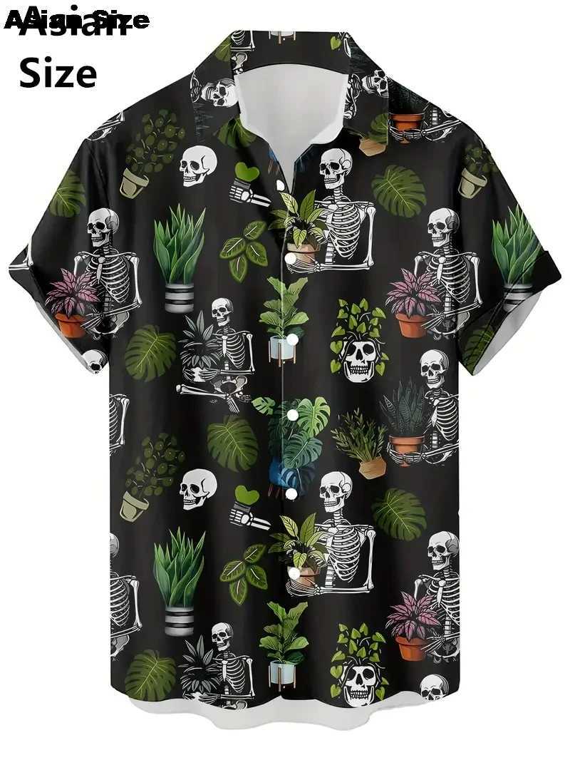 2025 New Abstract Hawaiian Shirt Mid Century Modern Color Geometric Files Night Printing Hawaiian Short sleeved Casual Shirt X250410