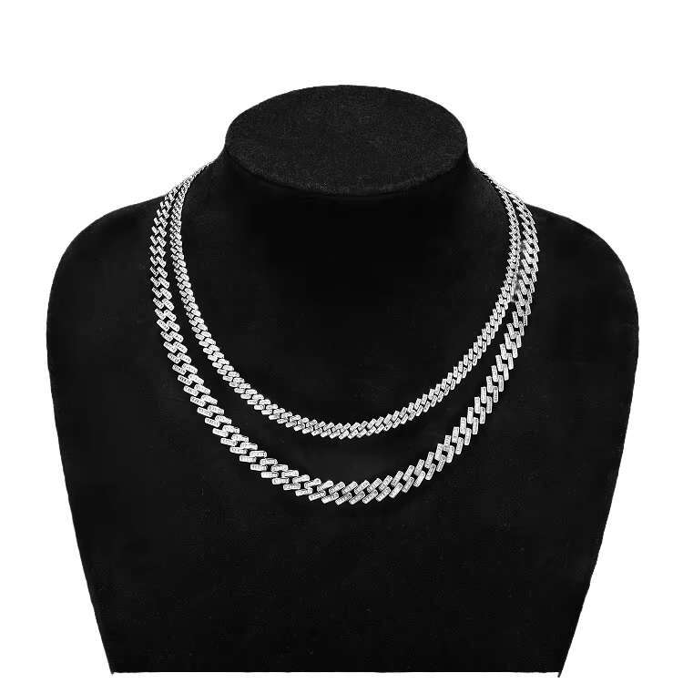 Custom 6mm 8mm White Gold Plated Sterg Sier Cuban k Necklace Iced Out Zirconia Jewelry for Men Women Gift