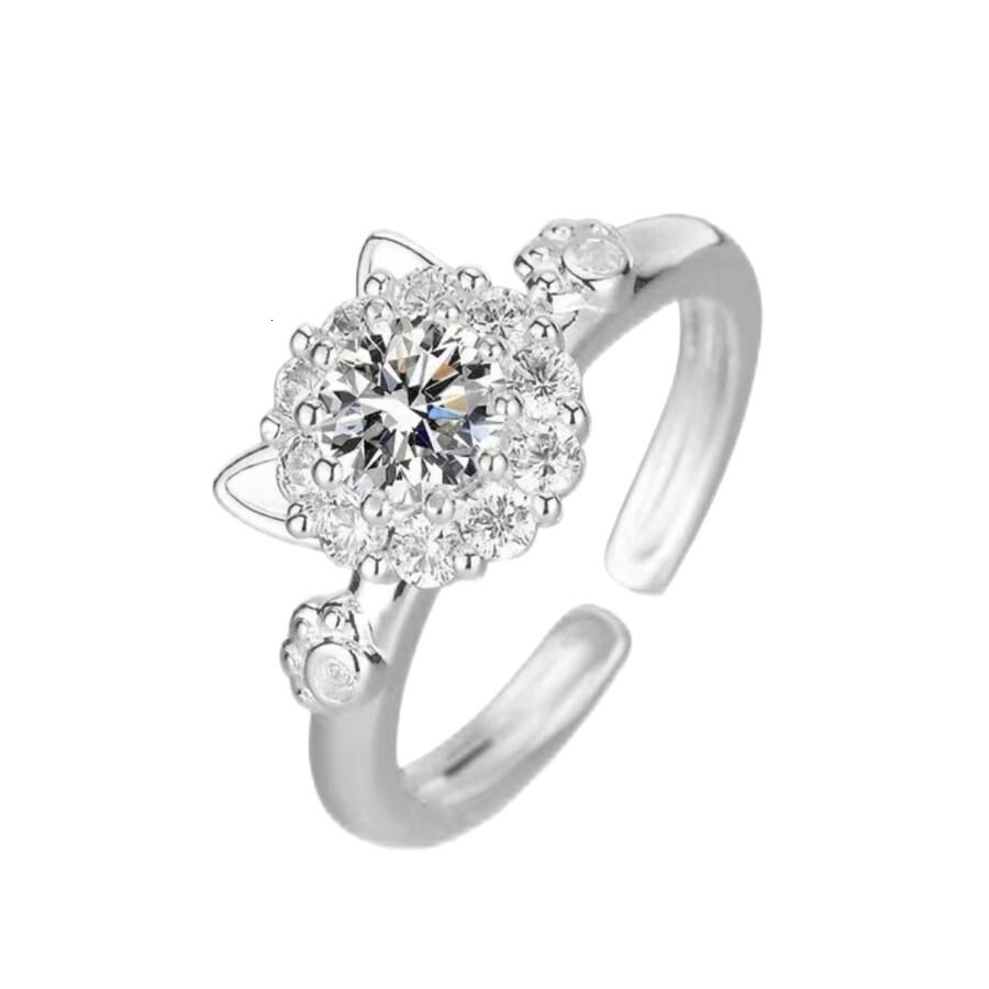 Lucky Cat Fashion Ring Ring For Women, Designer Ring Niche High-end Luxury, Tiktok Hot Sale, Adjustable Rotatable Zircon Ring Jewelry