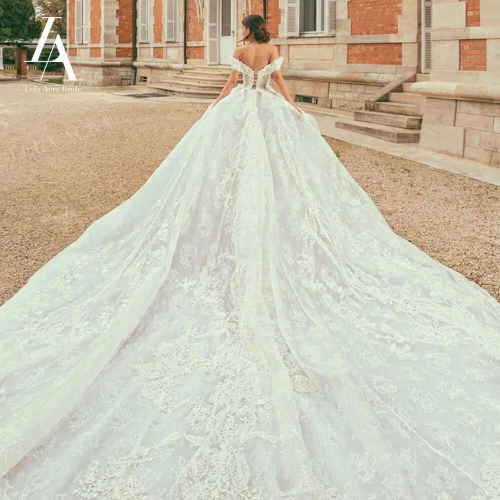LelaAcra Off Shoulder Wedding Dresses for women 2025 Sweetheart Appliques Royal Train Princess Bride Gowns JK29 Vestido de Noiva