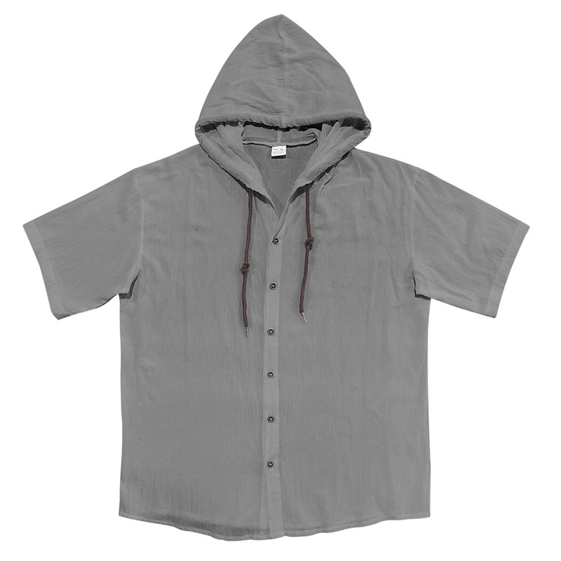Solid color short sleeved sports T-shirt fashionable and versatile casual and loose hooded top with diverse styles