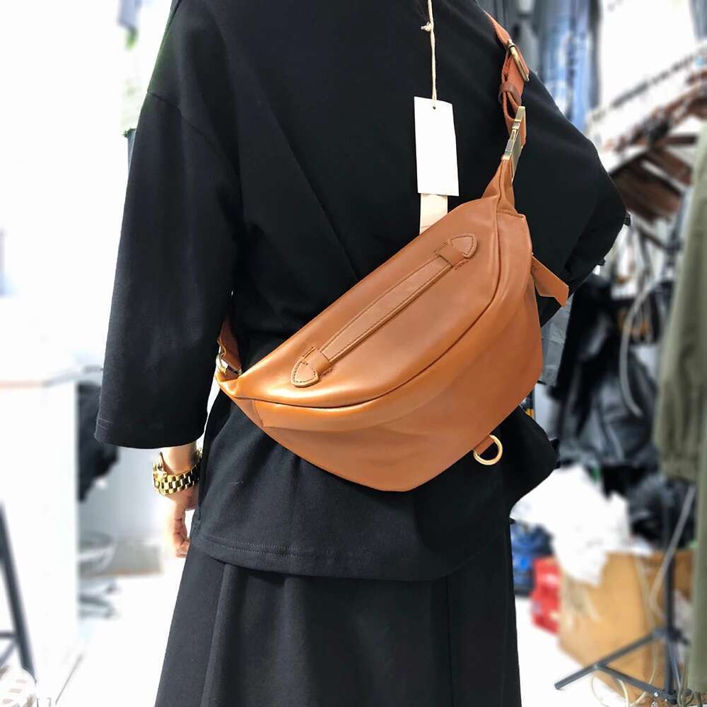 Genuine Leather Chest Bag Woman Man Cool Crossbody Packs High Quality Cow Skin General Saddle Shoulder Bags For Travel