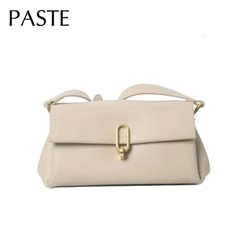 New Multiple Compartments Pockets Flap Small Kakhi Color High-End Split Cow Leather Women's Crossbody Bag