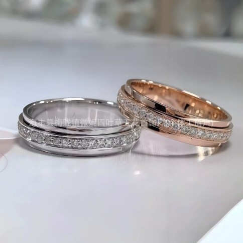 Fashion Ring Bojia Fortune Ring V Gold Full Diamond Couple Designer Ring Rings For Men And Women Index Finger Ring Light Luxury High Version 18K Rotat