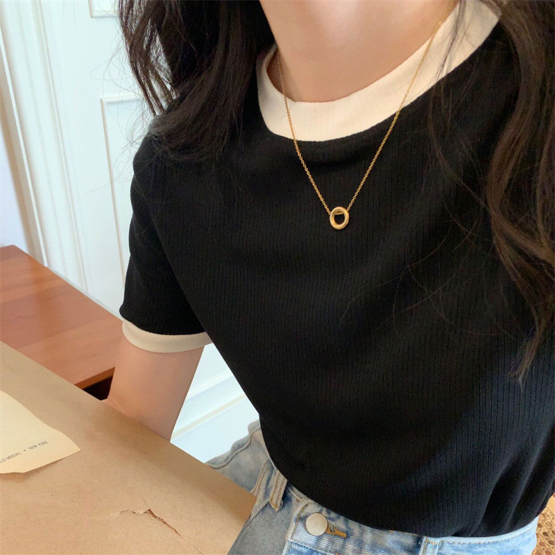 2025S Designer Women S T Shirt Leisure Bottom Shirt Top Slim Fit Short Sleeved T Shirt Summer New Korean Version Student Round Neck Women S Fashion Tr