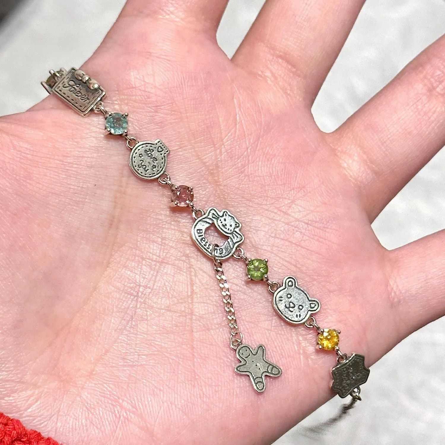 Cute Colored Diamond Gingerbread Bear Bracelet - Exquisite Versatile Bracelet Popular High-Appearance JewelryT251110