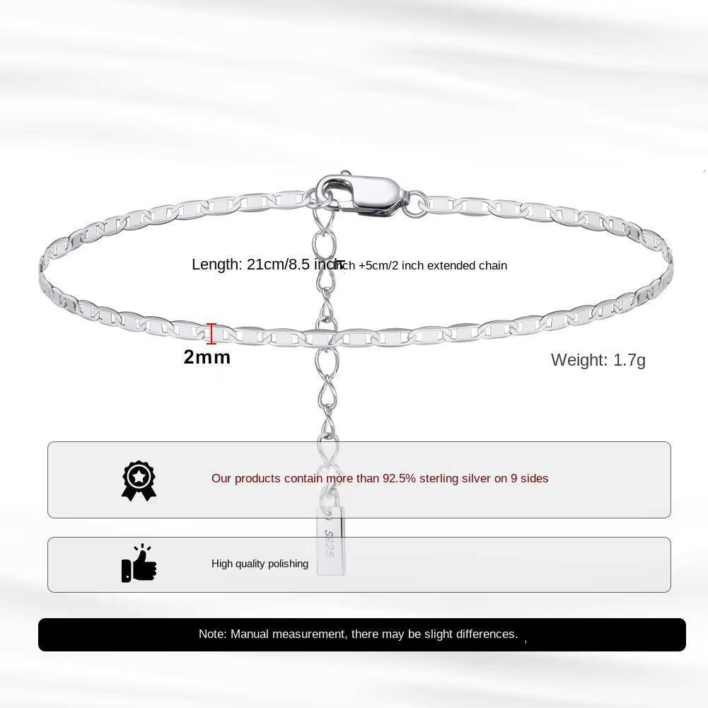 S925 Sterling Silver Anklet Adjustable 20mm Olive Chain Fashion 14K Gold Plated Anti Tarnish Jewelry Anklets for Women