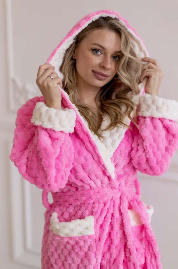 Pajamas Autumn Winter Cross-Border Fleece-Lined Thickened Furry Jumpsuit Hooded Pajamas Parent-Child Outfit