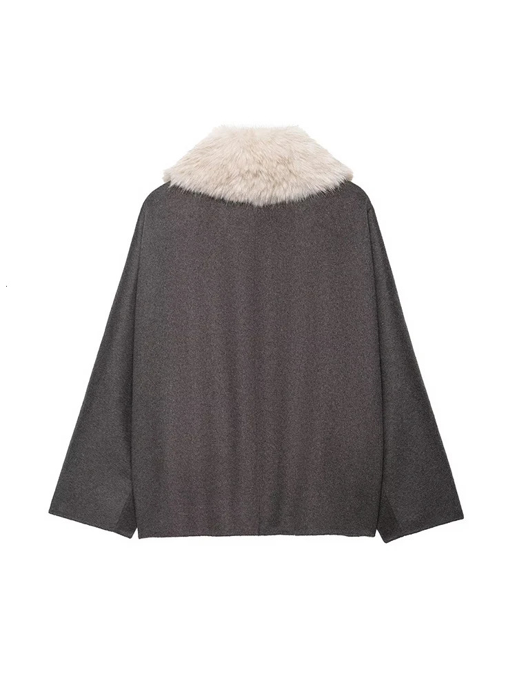 Women Fur Collar Jacket Autumn Winter Fashion Long Sleeve Button Coat Female High Street Outerwear Jackets 251110