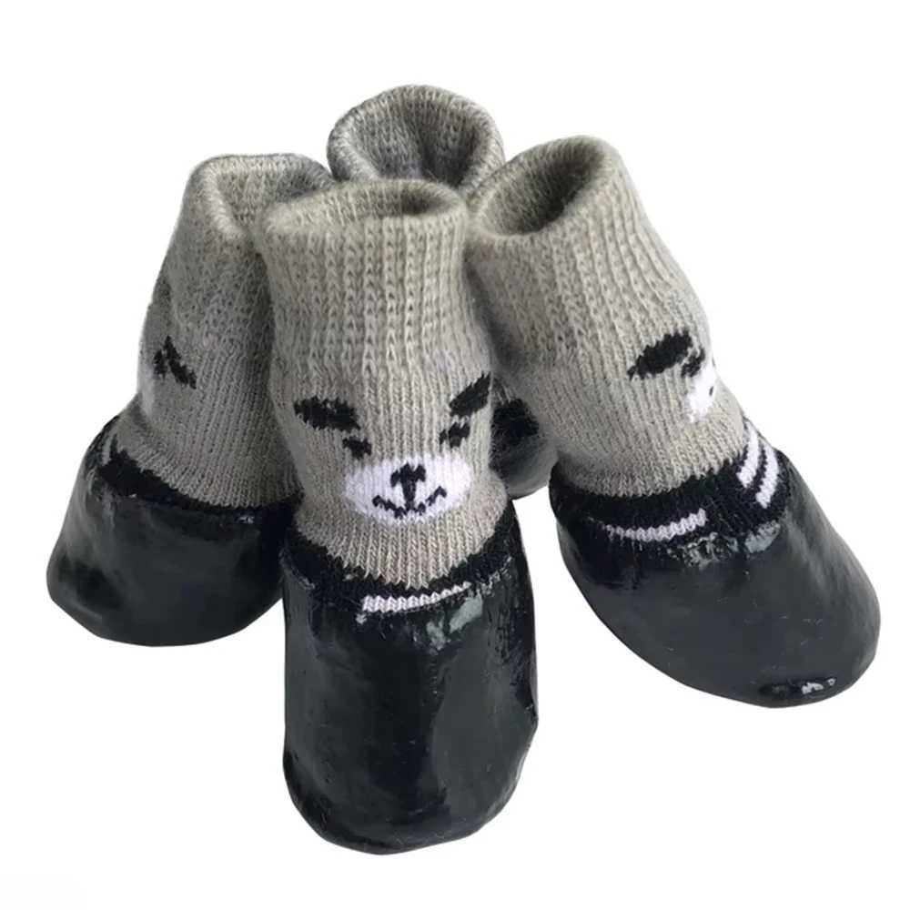 New Arrival 4 pieces/batch of winter warm dog socks anti slip rain boots waterproof dog Chihuahua dog shoes Z250408