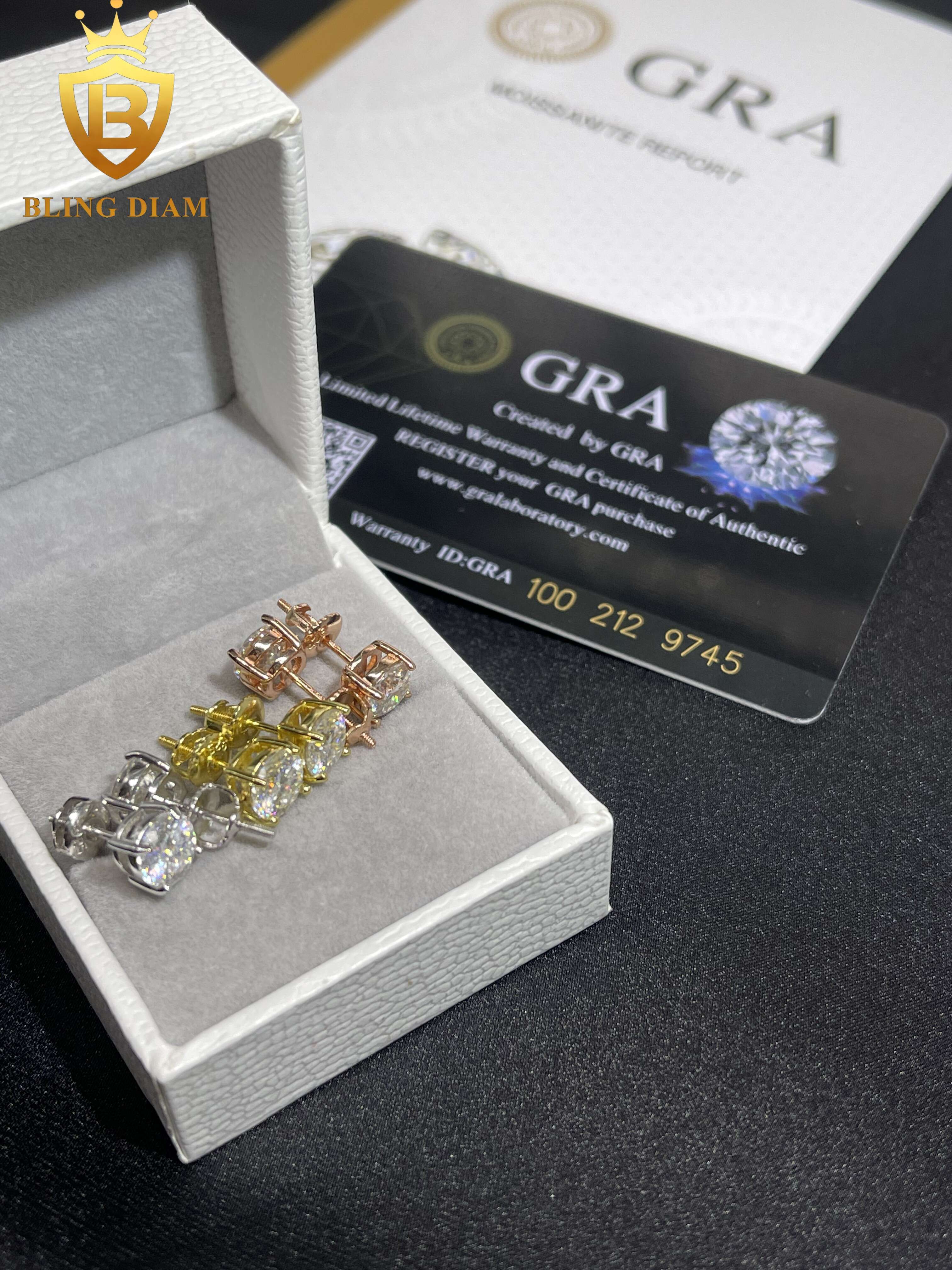 6.5mm Fine Jewelry Iced Out Jewelry Solid 925 Sterling Silver VVS Moissanite Pass Diamond Tester Earrings Women