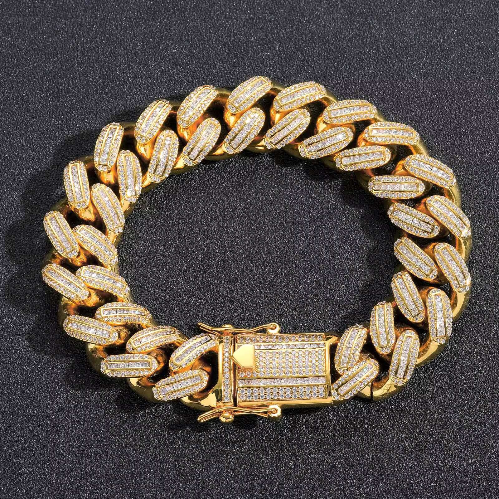 BES 18mm High Quality Hot Selg Copper Prong Cuban Chain Sier Brass CZ Hip Hop Jewelry Chains for Men Custom Length