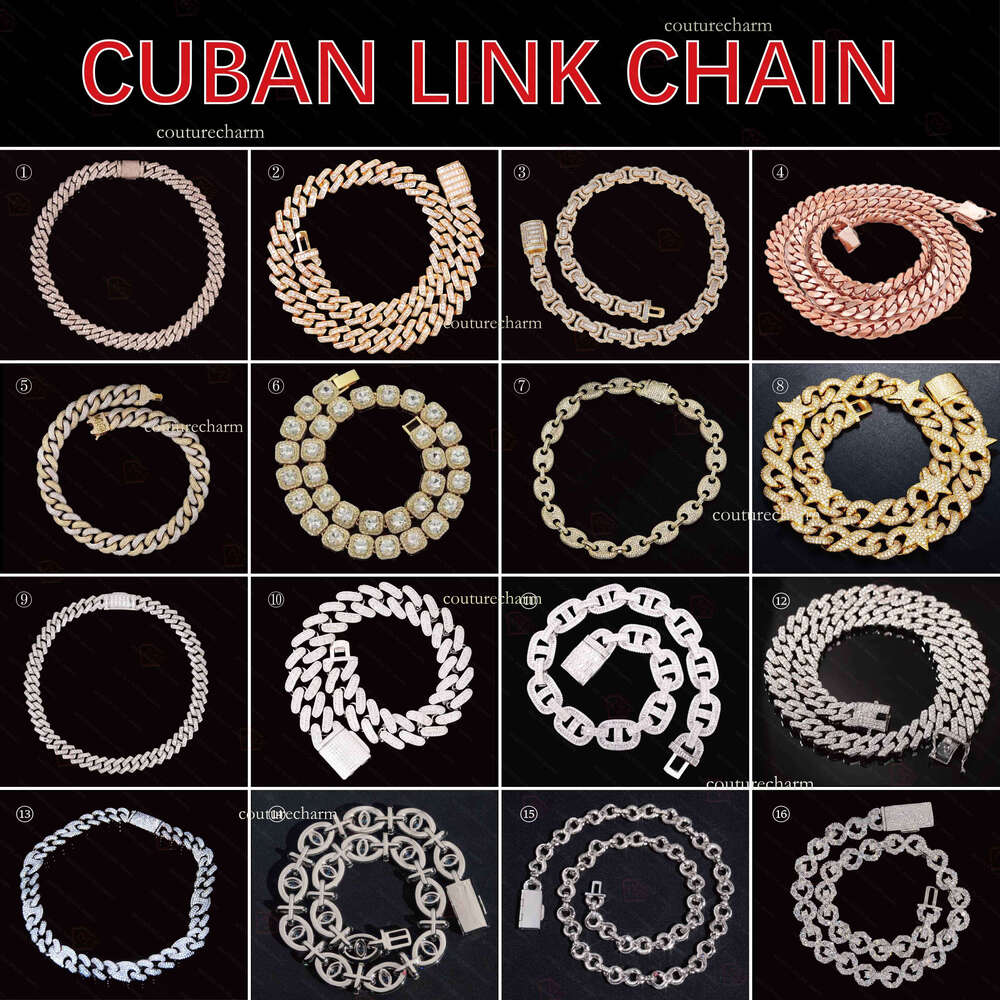 Hiphop 8mm Sterg Sier Iced Out VVS Moissanite Cuban k Chain