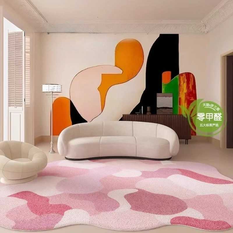Color Dopamine Bedroom Decor Carpet Light Luxury Carpets for Living Room Fluffy Soft Irregular Rug Home Thick Plush Floor Mat Y251110