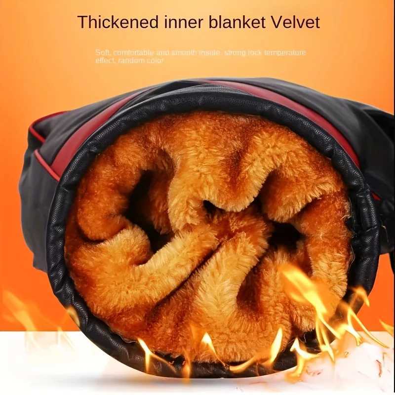 Reflective Strips Motorcycles Handlebar Gloves Winter Waterproof Oxford Cloth Windproof Warm Plush Motorcycle Handlebar Cover S25118