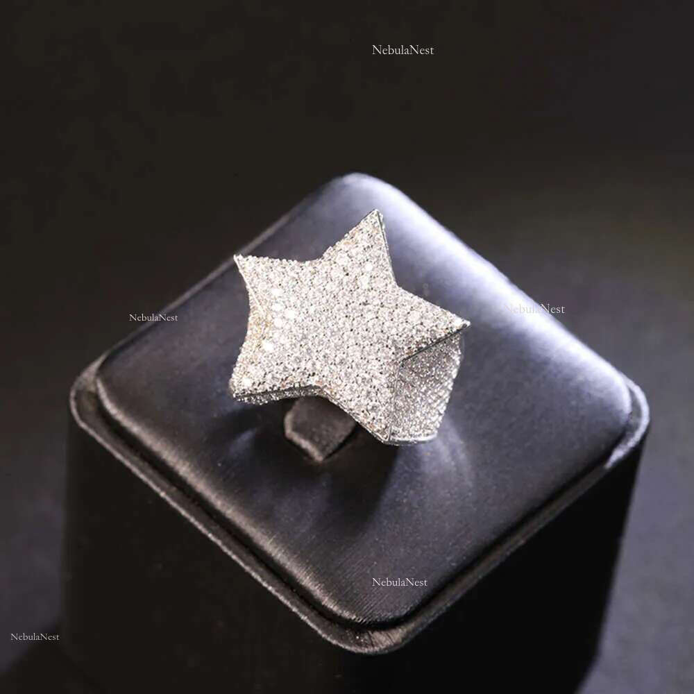 Custom with GRA Certified Certificate Sterg Sier Iced Out Hip hop Star VVS Moissanite Cuban k Ring Mens