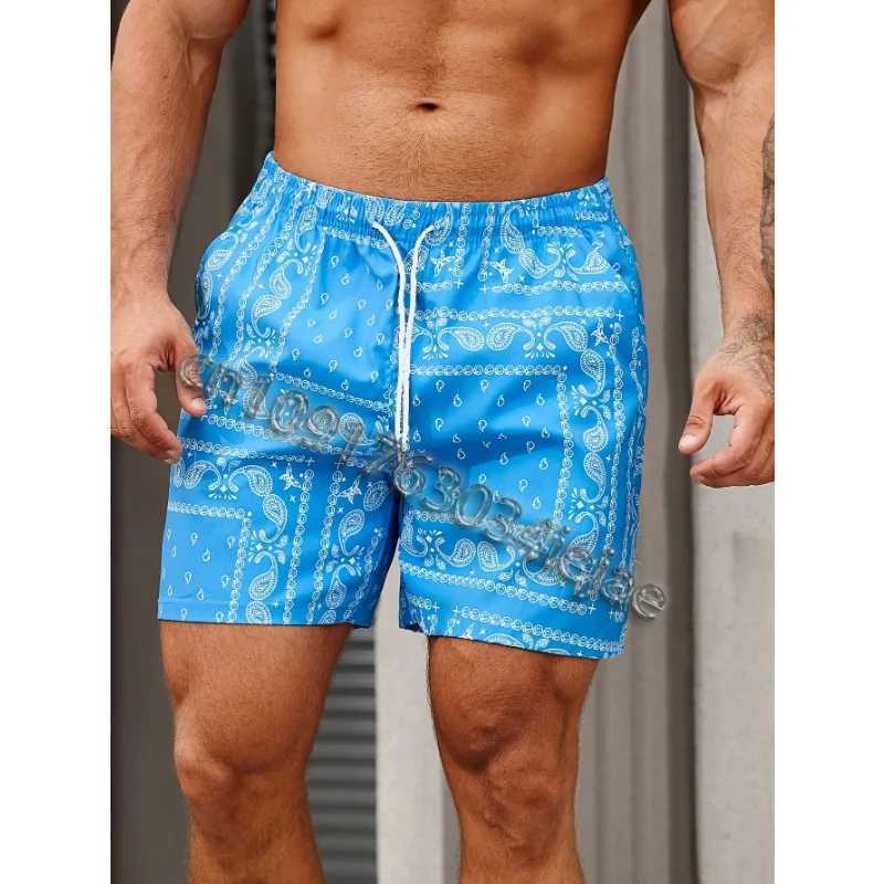 Paisley boys plus size shorts quick drying Hawaiian surfing running fitness fashionable casual shorts X250410