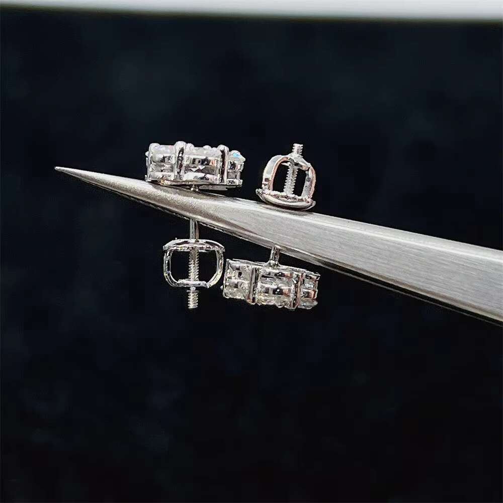 Popular Iced Out Jewelry Best Selling Lowest Price 925 Sterling Silver Gold Plated Jewelry VVS Moissanite Stud Earrings