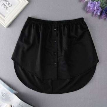 Versatile Shirt with Fake Hem for and Base Layering Plaid Skirt