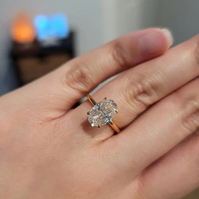 Oval Cut 925 Sterling Silver 13ct Engagement Solitaire Ring for Woman Gold Plated Anniversary Gifts with Certificate 251103