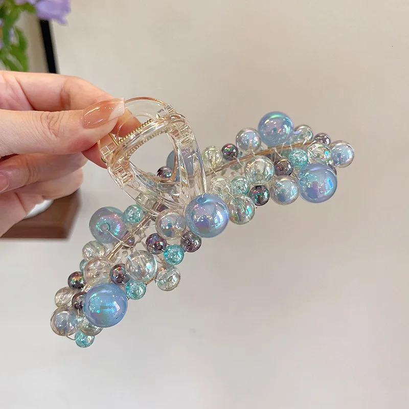 Korean Fashion Handmade Bead High end Grab Clamp Womens Rear Hair Clip Shark Clip 250409
