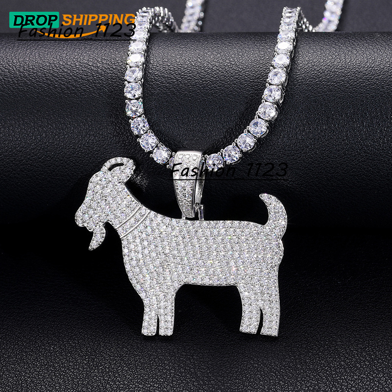 Dropshipping Rappers Jewelry 925 Sterling Silver VVS Moissanite Diamond Iced Out Goat Animal Pendant Necklace