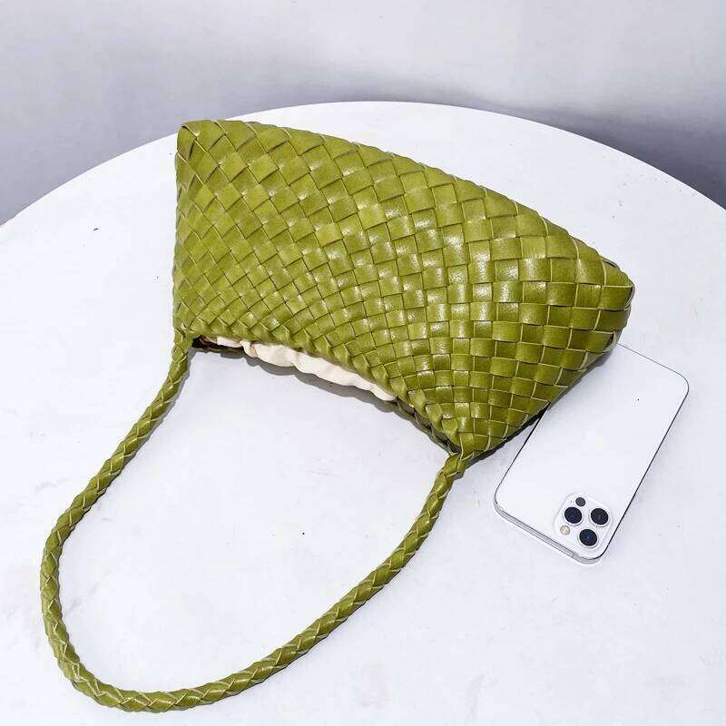 Hand Woven Shell Bags For Women Luxury Designer Handbags Purses 2025 New In PU Cross Weaving With Inner Pocket Underarm Shoulder