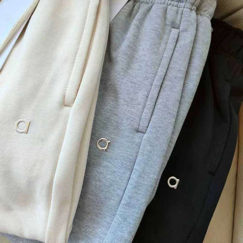 Casual Loose Straight Sweatpants Autumn And Winter Sports Joggers Cotton Elastic Waist Drawstring Wide Leg Pants Women