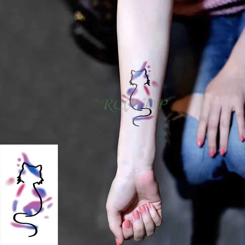Waterproof temporary tattoo stickers for cats foxes animals fake tattoos flashing tattoos neck back of hands feet shoulders children women W250410