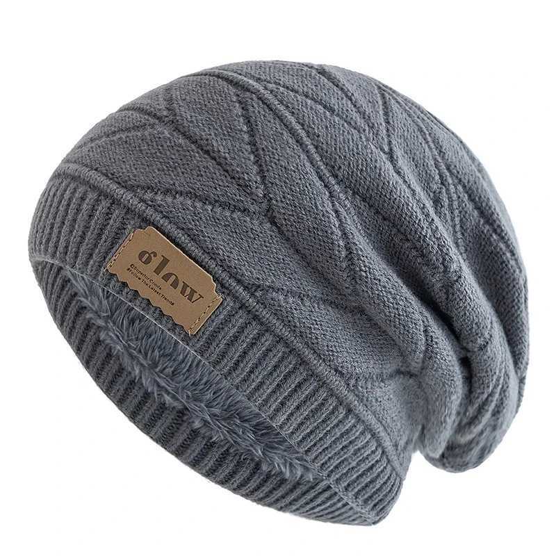 New Unisex Beanie Hats For Men Women Outdoor Ski Sports Winter Hat Letter Label Decor Plush Fur Lined Warm Knitted HatXJ251110