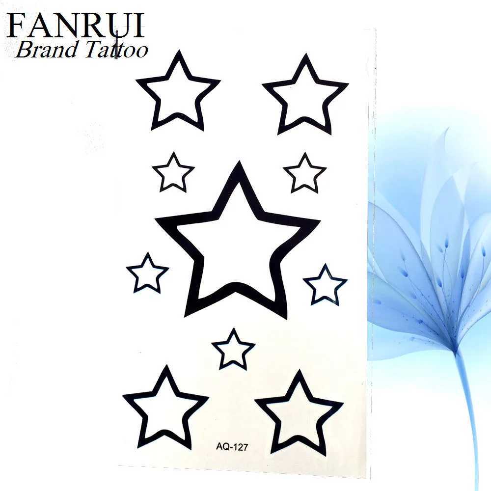 Cute Black Moon Sky Stars Temporary Tattoo Cartoon Girl Tattoo Hands Waterproof Ears Tattoo Stickers Mens Body Arm Finger Art W250410