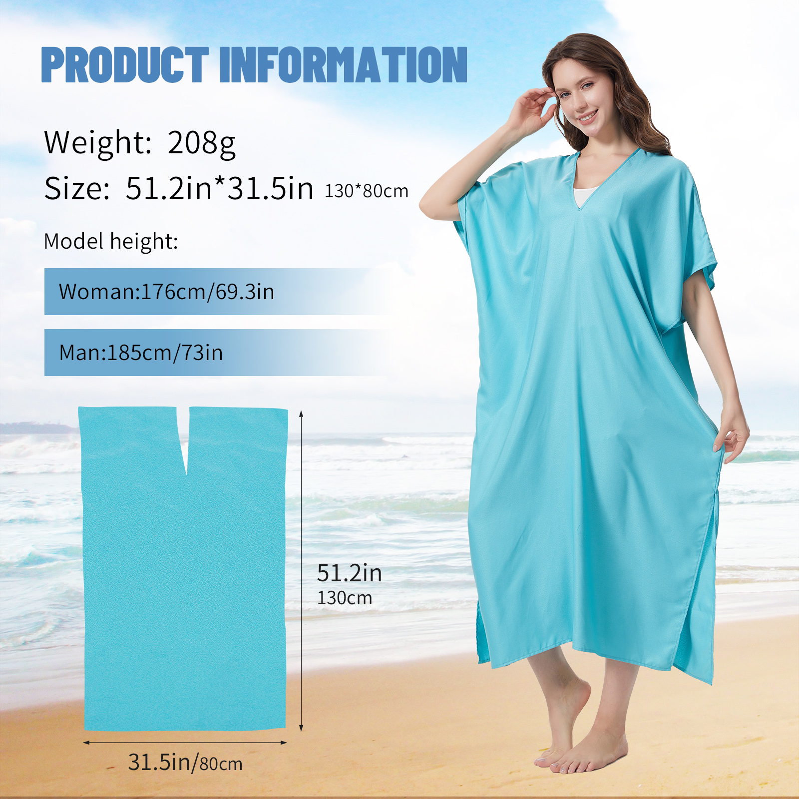 Beach Cover-Up Dress Kaftan - Lightweight Summer Random Print Elegant Special Collection for Poolside & Casual Outings, Beach Dress, Vacation Beachwea