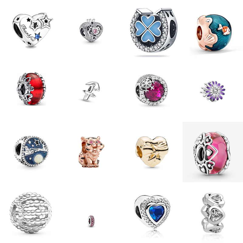 S925 sterling silver designer tiger love daisy flower bow star beads jewelry with original bracelet pendant birthday gift postage.