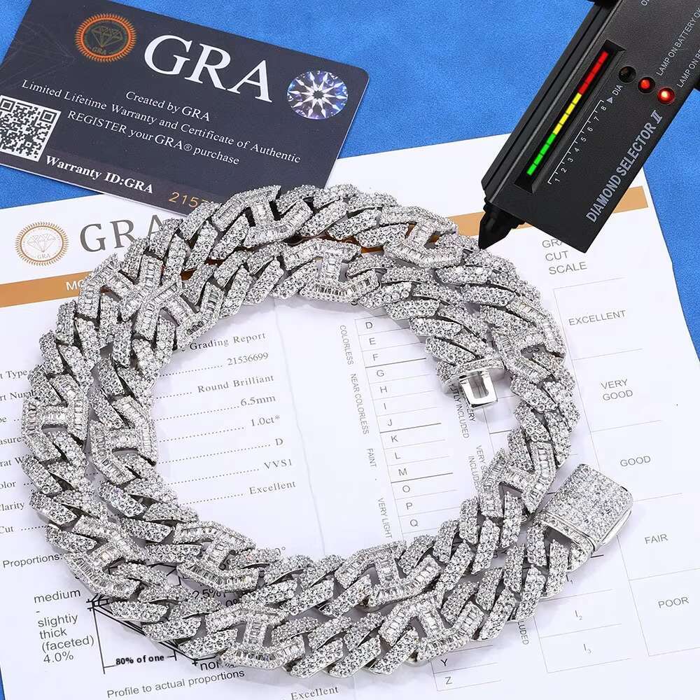 Hip Hop S925 Silver Moissanite Necklace Cross Border Custom Jewelry for Men Versatile Pig Nose Cuban Chain