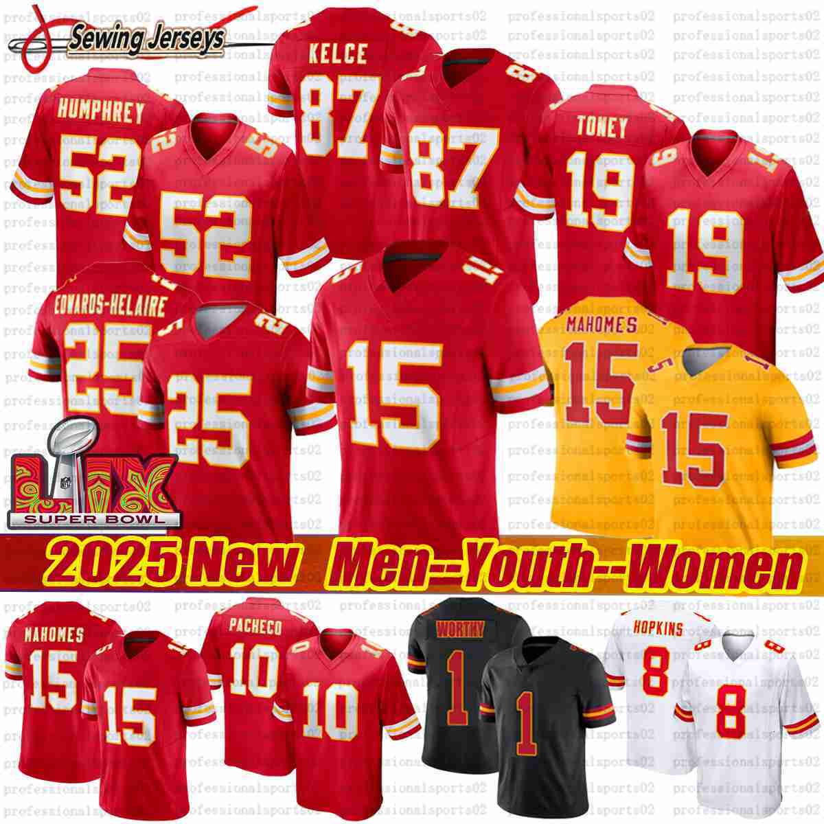 15 Patrick Mahomes Jersey Travis Kelce Football Jerseys Xavier Worthy Rashee Rice Nick Bolton Chris Jones Harrison Butker George Karlaftis ChiefsS Jer
