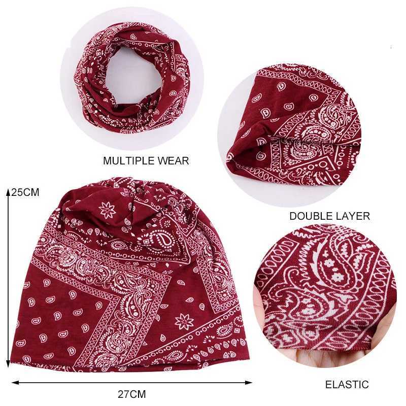 4pcs Unisex Classic Paisley Print Beanie Hip Hop Womens Loose Fit Lightweight Stretchy Skull Cap BreathableXJ251110