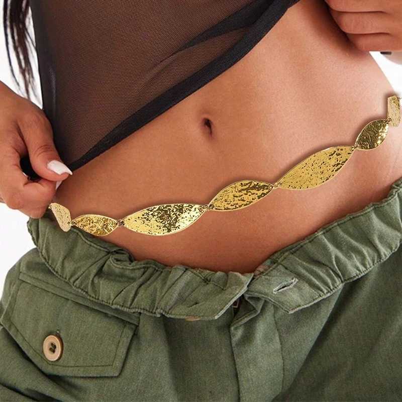 Fashionable Gold Fem Belt Western Cowboy Girl Leaf Punk Metal Belt for Warm Luxury Silver Belt Summer Beach X250410