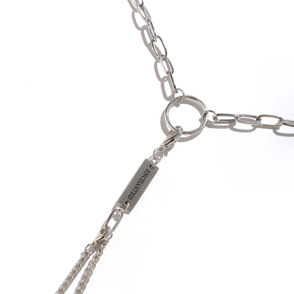 KunJoe Stainless Steel Metal Cross Chain Chest Chain for Men Punk Silver Color Link Chain Necklace Body Jewelry Party Accessorie 250409