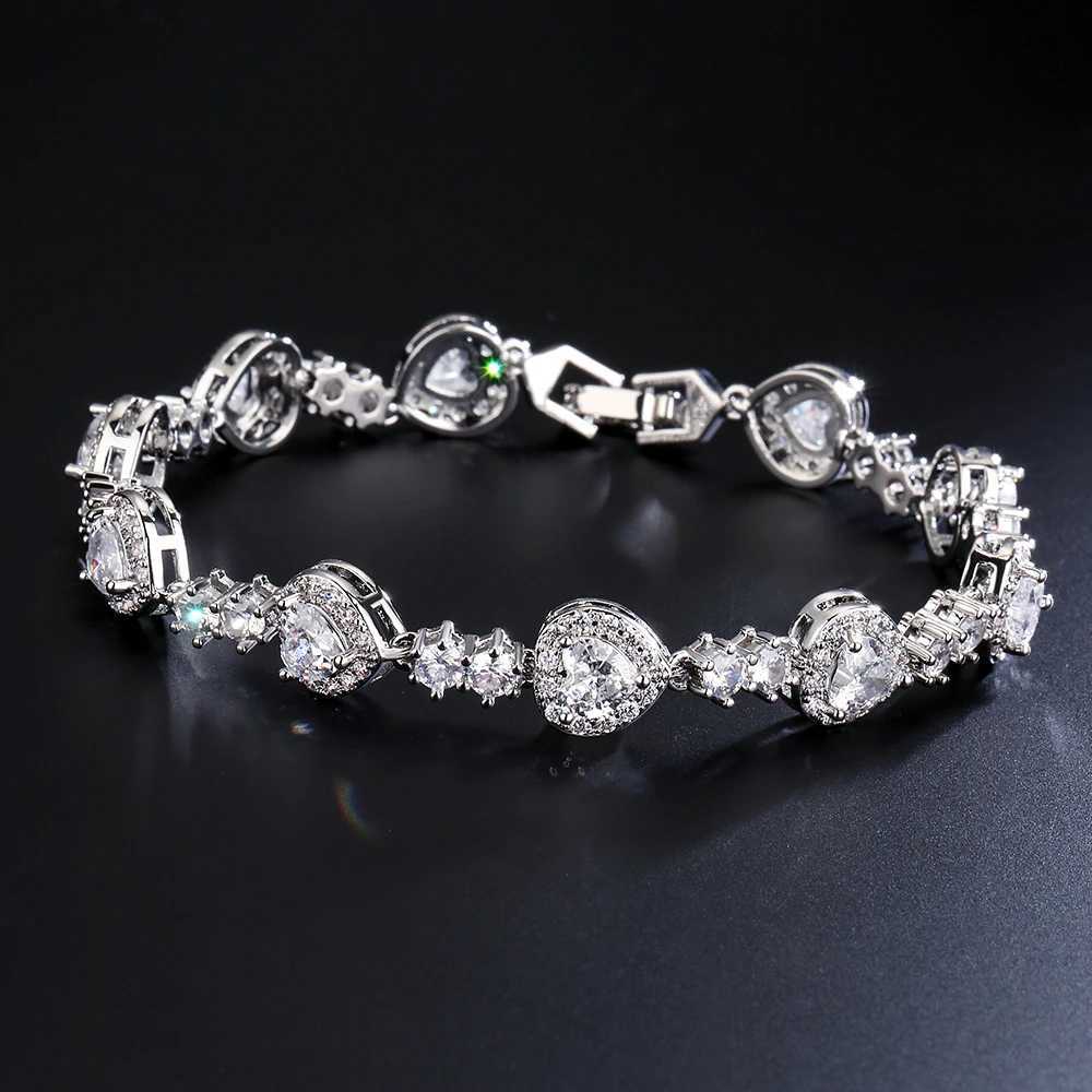 ZAKOL Luxury Green AAAA Cubic Zirconia Heart CZ Bracelet for Women Gorgeous Shiny Crystal Bridal Wedding Party JewelryT251110