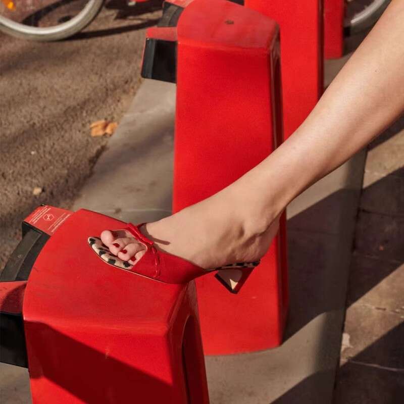 Woman Sandals French Square Toe High Heeled Open Toed Women Thick Heels For Cats Bow Shaped Sandals