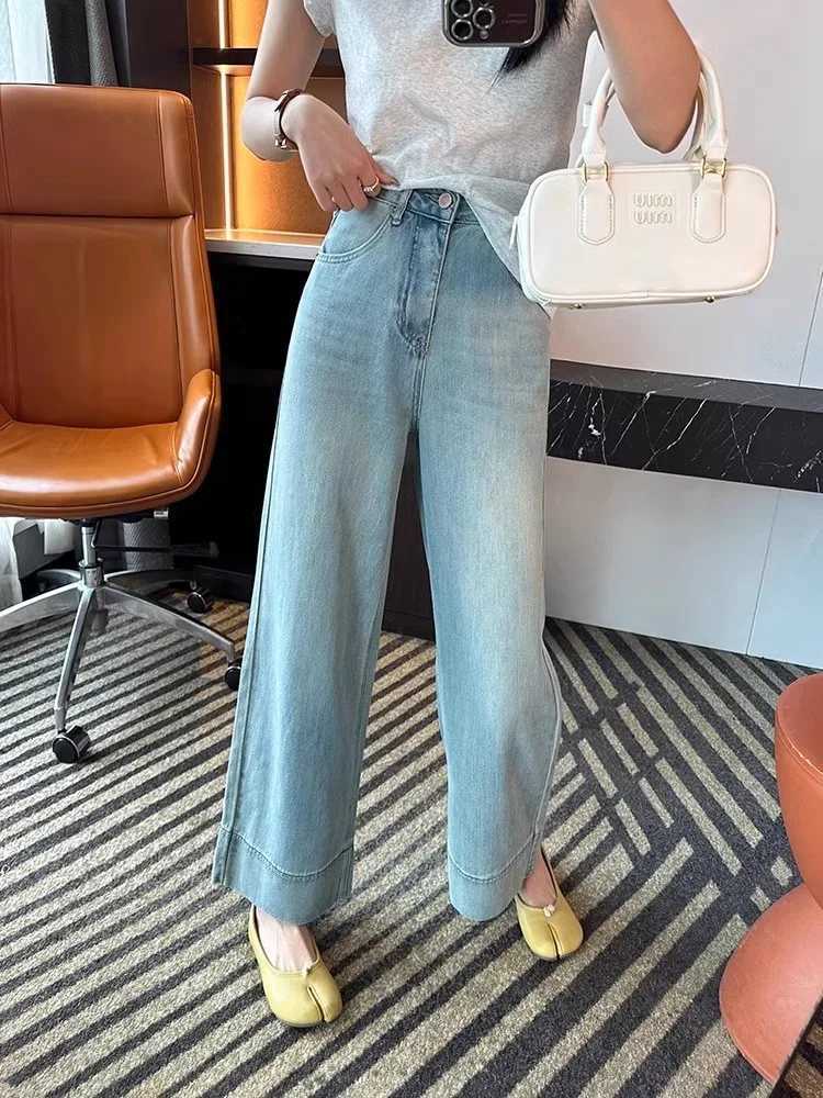 Womens Plus Size Straight-Leg Jeans Autumn Slimming Bell Bottoms 2025 New Arrival Trendy Pants Nine-Point Length C251110