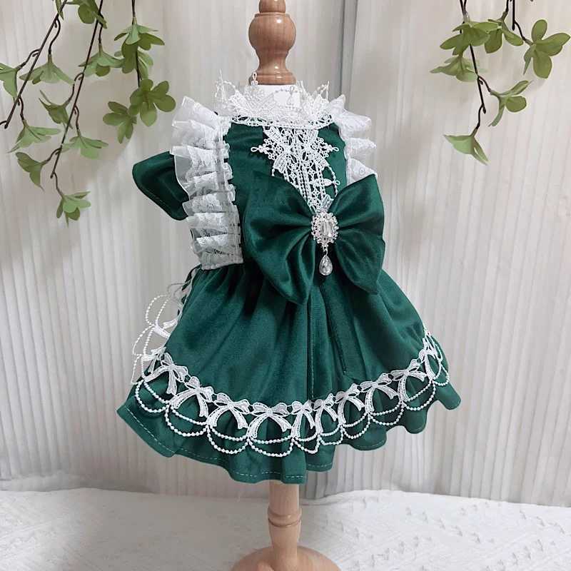Retro Green Velvet Pet Dog Clothes Fashion Classic Handmade Bow Princess Dresses For Small Medium Dog Chihuahua Dogs Clothing J251110